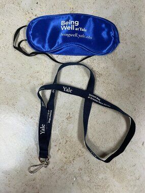 NEW YALE BLUE LANYARD AND SLEEP MASK SET